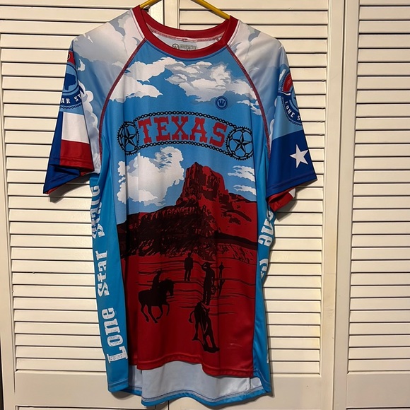 Canari Texas Lone Star Cycling Jersey Size XL Color Blue and Red - Picture 1 of 11